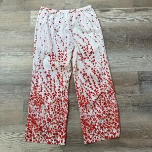 ExOfficio Floral Pants Red White Gradient Print Cotton Blend Size 4